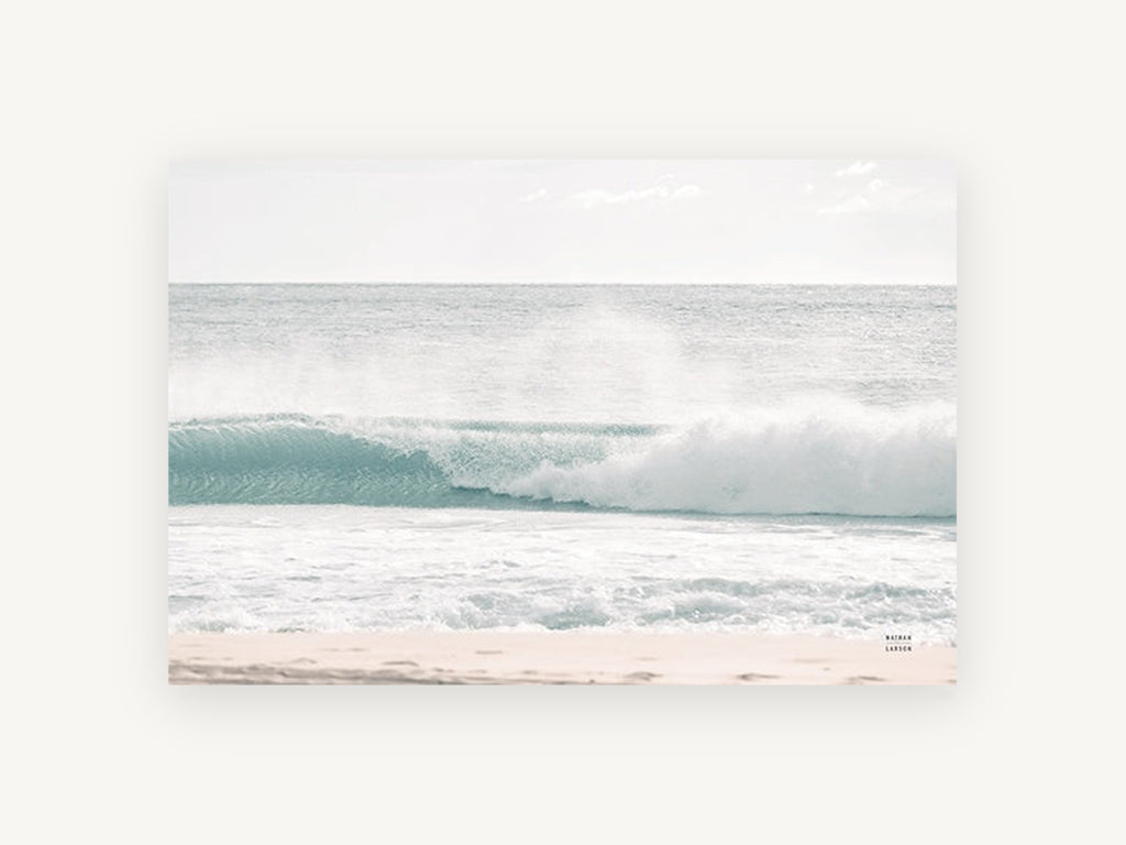 Soft Aqua Shorebreak, coastal canvas wall art print, front view