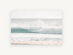 Soft Aqua Shorebreak, coastal canvas wall art print, front view