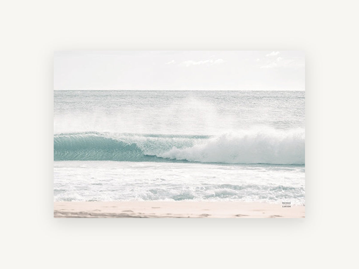 Soft Aqua Shorebreak, coastal canvas wall art print, front view