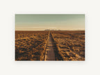 Golden Outback Road, straight outback road desert photograph, landscape canvas wall art print, front view
