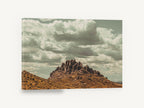 Rocky Peak Cloudscape, desert rock peak cloudy sky photograph, landscape canvas wall art print ready to hang