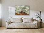 Rocky Peak Cloudscape landscape canvas print on the wall of a living room