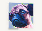 Lime Outline Pug, pug portrait close-up painting, animal canvas wall art print ready to hang