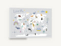 Little Explorer Animal Map, grey animal world map illustration, kids canvas wall art print ready to hang
