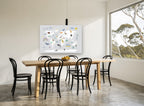Little Explorer Animal Map kids canvas print on the wall of a dining room