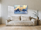 Golden Summit Mist landscape canvas print on the wall of a living room
