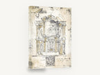 Classical Facade Sketch, antique classical architectural facade drawing, stretched canvas wall art print ready to hang