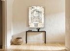 Classical Facade Sketch vintage canvas print on the wall of a hallway