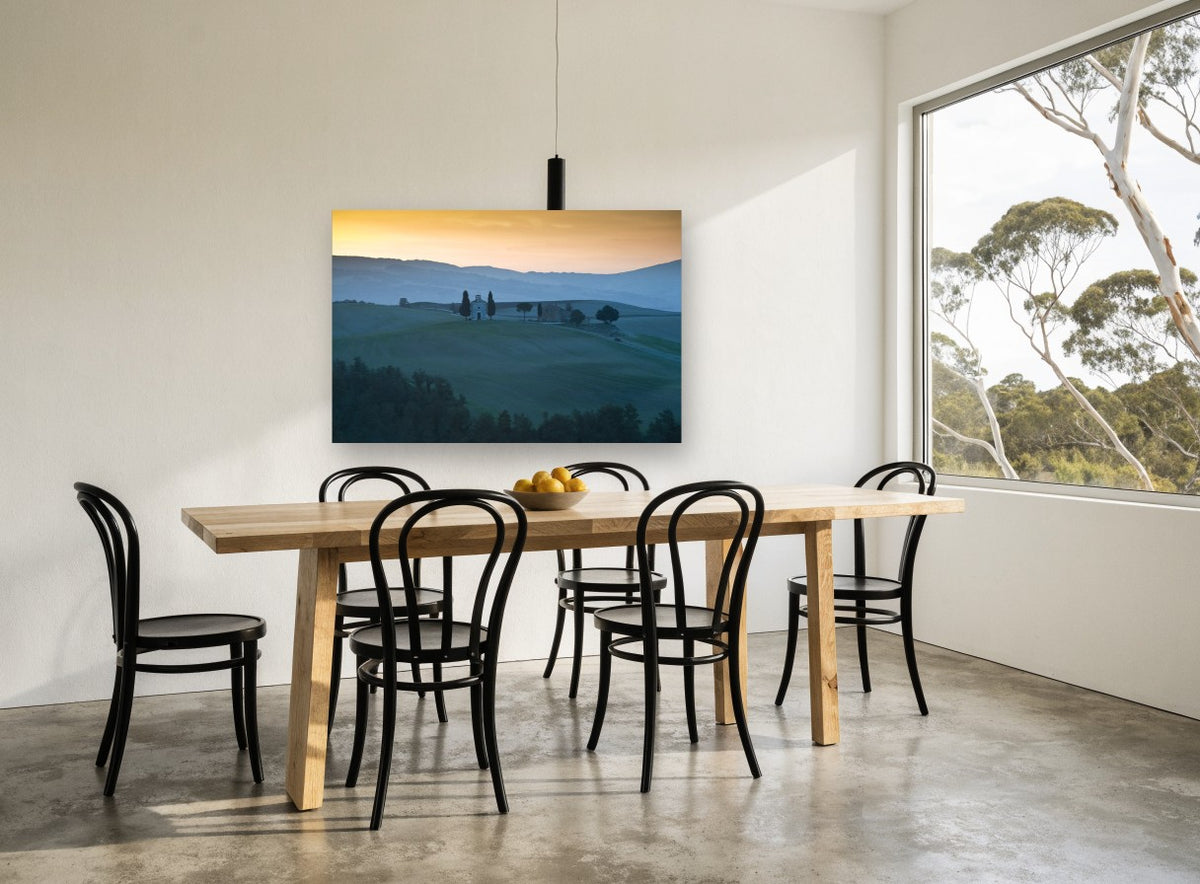 Dusk Over Chapel Hills landscape canvas print on the wall of a dining room