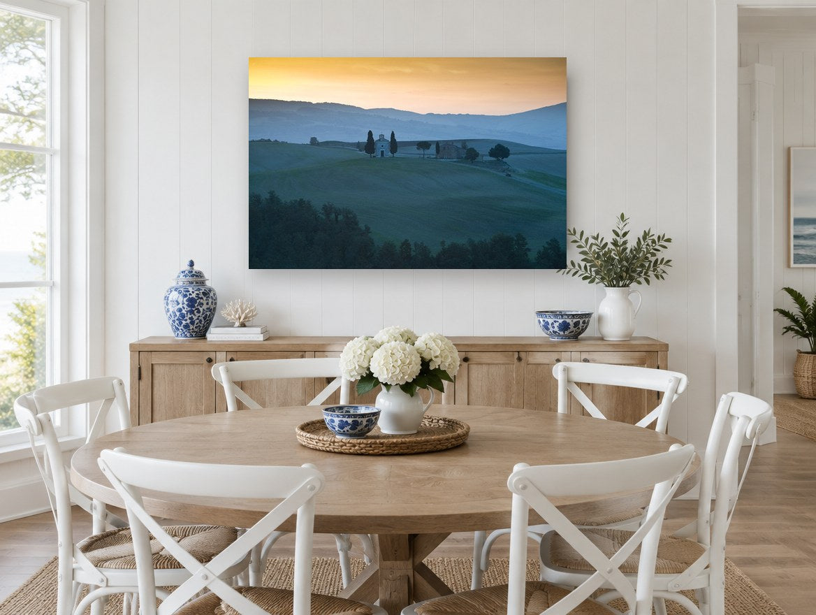 Dusk Over Chapel Hills landscape canvas print on the wall of a Hamptons dining room