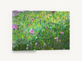Wildflower Meadow Hillside, purple wildflower meadow painting, floral canvas wall art print ready to hang