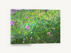 Wildflower Meadow Hillside, purple wildflower meadow painting, floral canvas wall art print ready to hang