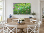 Wildflower Meadow Hillside floral canvas print on the wall of a Hamptons dining room