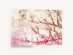 Blush Redbud Butterflies, pink blossom branches butterflies textured, floral canvas wall art print ready to hang