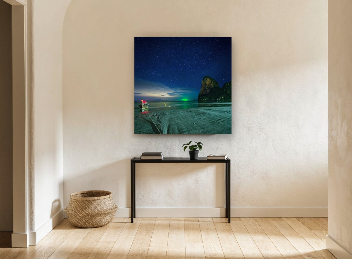 Starlit Longtail Bay coastal canvas print on the wall of a hallway