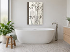 Bamboo and Pale Vases floral canvas print on the wall of a bathroom