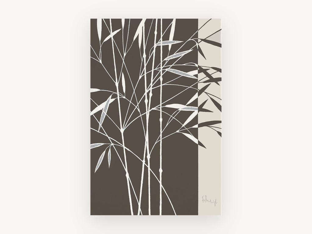 Bamboo on Umber, floral canvas wall art print, front view