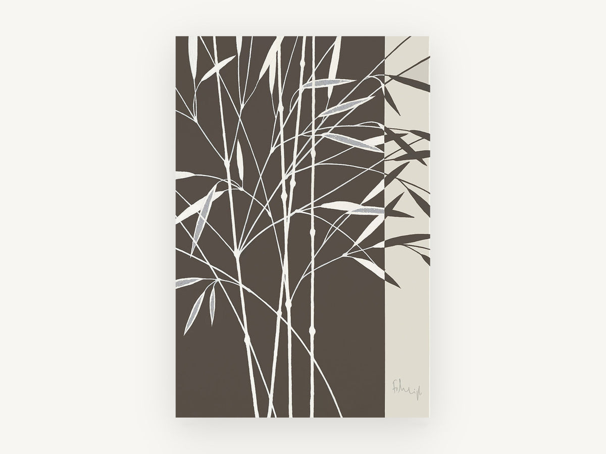 Bamboo on Umber, floral canvas wall art print, front view