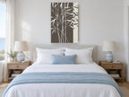 Bamboo on Umber floral canvas print on the wall of a coastal bedroom