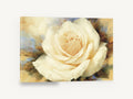 Cream Rose Bloom, cream rose soft floral painting, floral canvas wall art print ready to hang