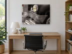 Chrome Grille Detail vintage canvas print on the wall of a study