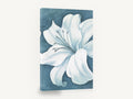 Pale Lily on Teal, white lily teal floral painting, floral canvas wall art print ready to hang