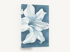 Pale Lily on Slate, white lily slate blue floral painting, floral canvas wall art print ready to hang