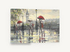 Rainy Day by Big Ben, london rainy day umbrellas big ben painting, city canvas wall art print ready to hang
