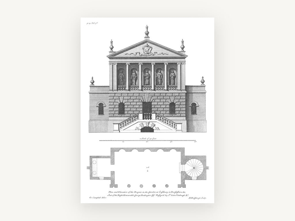Eastbury Garden Bagnio, vintage canvas wall art print, front view