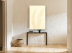 Pale Cream Fern Pair floral canvas print on the wall of a hallway