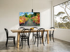 Autumn Vineyard Path landscape canvas print on the wall of a dining room