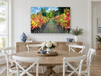 Autumn Vineyard Path landscape canvas print on the wall of a Hamptons dining room