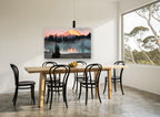Alpenglow Over Still Lake landscape canvas print on the wall of a dining room