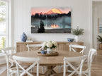 Alpenglow Over Still Lake landscape canvas print on the wall of a Hamptons dining room