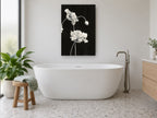 Ruffled Poppies at Night floral canvas print on the wall of a bathroom