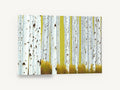 Aspen Grove Chartreuse, white aspen trunks chartreuse painting, landscape canvas wall art print ready to hang