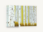 Aspen Grove Chartreuse, white aspen trunks chartreuse painting, landscape canvas wall art print ready to hang