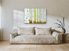 Aspen Grove Chartreuse landscape canvas print on the wall of a living room