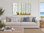 Aspen Grove Chartreuse landscape canvas print on the wall of a beach house living room