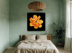 Apricot Tulip Burst floral canvas print on the wall of a bedroom