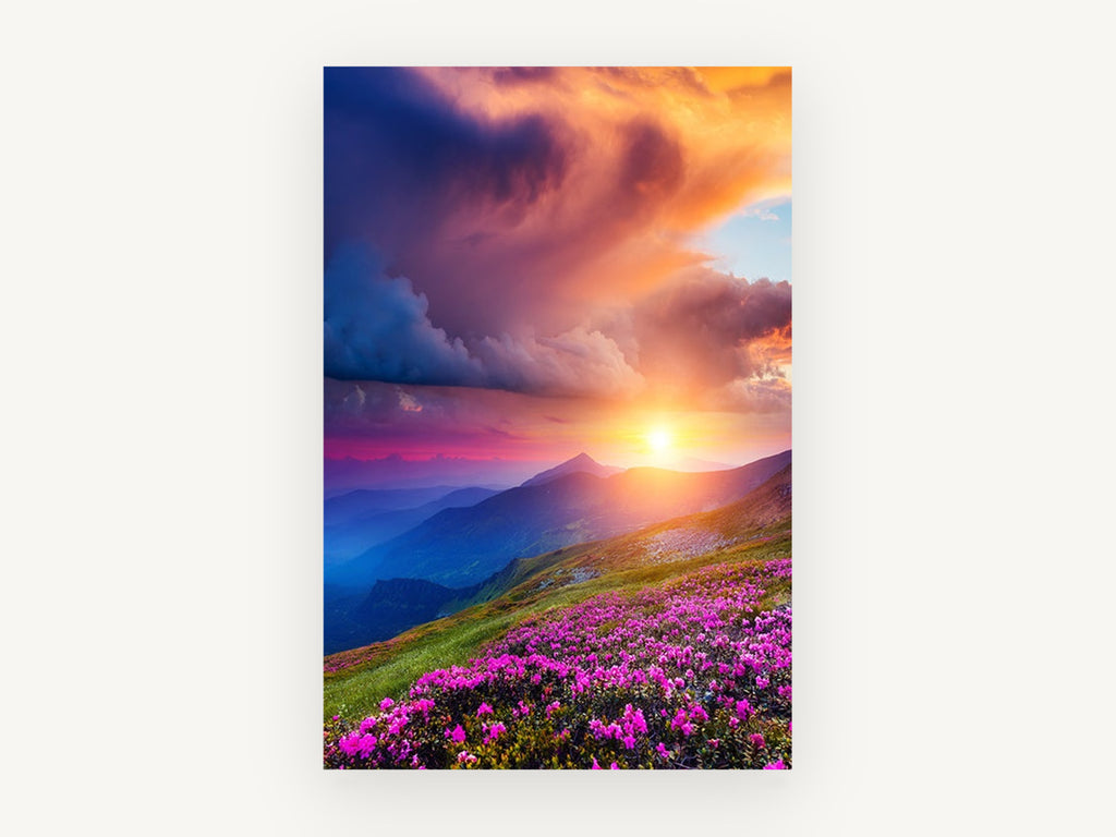 Rhododendron Ridge Sunset, floral canvas wall art print, front view
