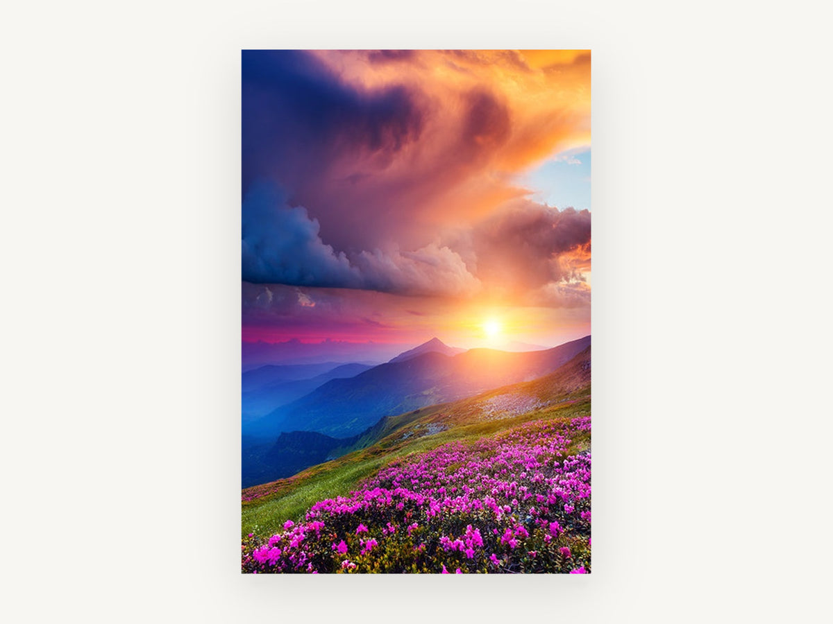 Rhododendron Ridge Sunset, floral canvas wall art print, front view