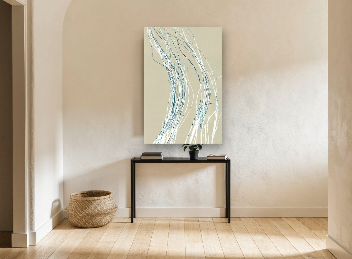 Sea Grass Drift coastal canvas print on the wall of a hallway