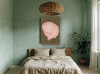 Red Sea Fan Silhouette coastal canvas print on the wall of a bedroom