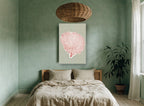 Red Sea Fan Silhouette coastal canvas print on the wall of a bedroom
