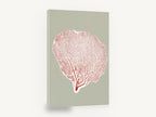 Red Sea Fan Silhouette, red sea fan coral illustration, coastal canvas wall art print ready to hang
