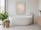Red Sea Fan Silhouette coastal canvas print on the wall of a bathroom