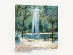 Fountain in the Park, park fountain impressionist scene, landscape canvas wall art print ready to hang