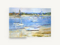 Low Tide Moorings, sailboats at low tide impressionist seascape, coastal canvas wall art print ready to hang