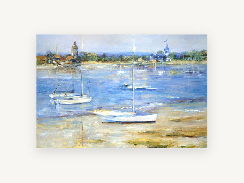 Low Tide Moorings, coastal canvas wall art print, front view